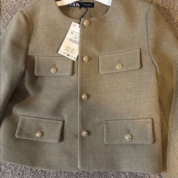 Zara Khaki Blazer with Gold Buttons - Picture 6 of 6
